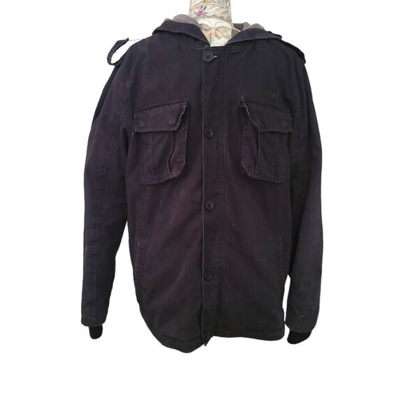 Hurley Black Cotton Denim Warm Lining Jean Jacket - Picture 3 of 13